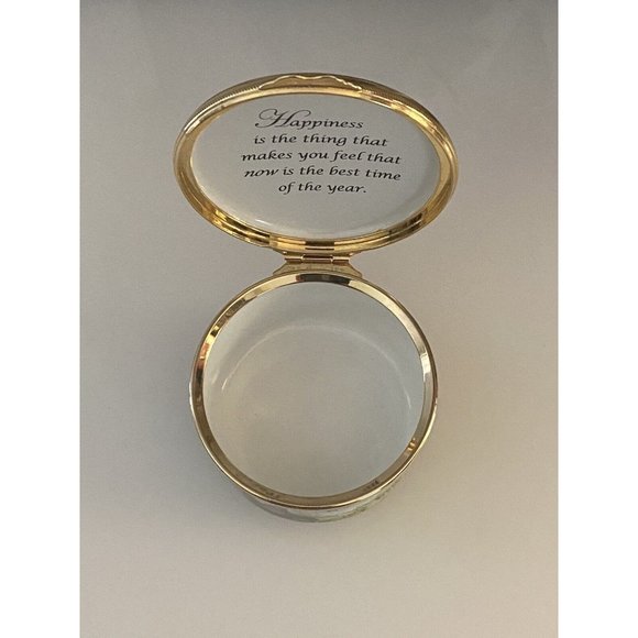 Marshall Enamels Four Seasons Pill Trinket Box Numbered Girl w Basket Happiness - Picture 10 of 16